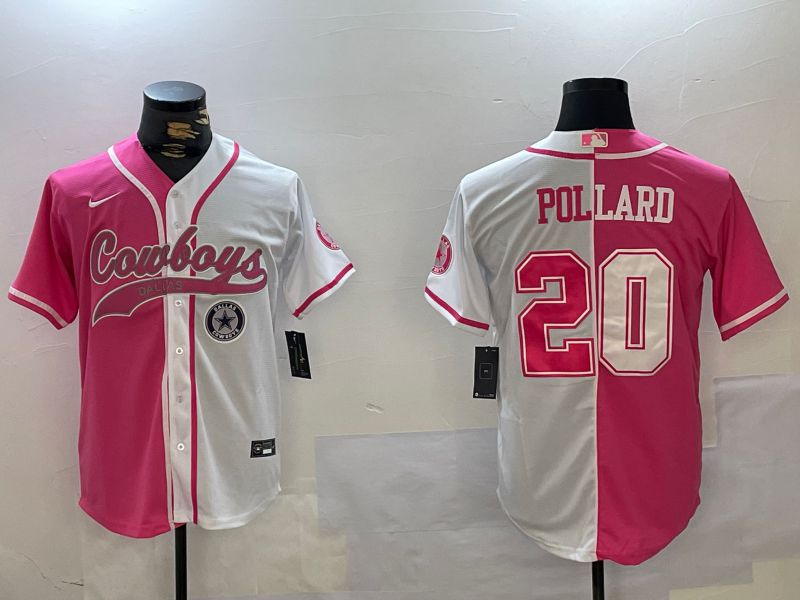 Men Dallas Cowboys #20 Pollard white pink Joint Name 2024 Nike Limited NFL Jersey style 5